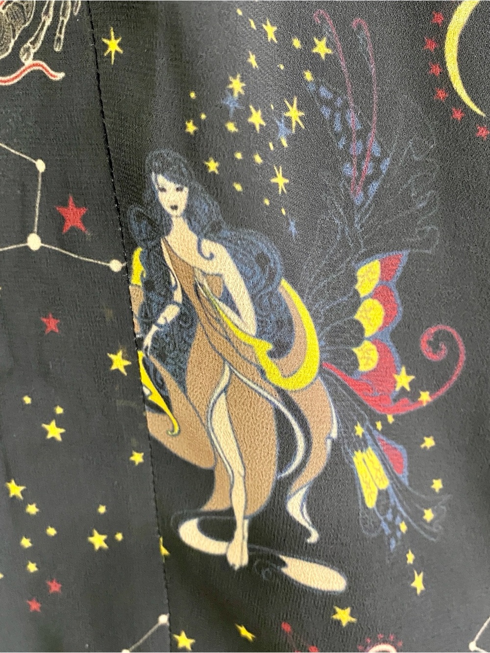 eShakti Custom Celestial Zodiac Constellation Button Front Pleated Dress - Picture 9 of 15
